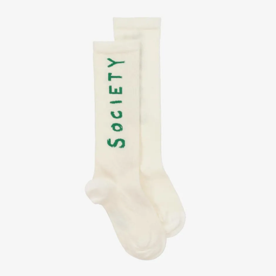 Mini Rodini White Organic Cotton Society Socks New