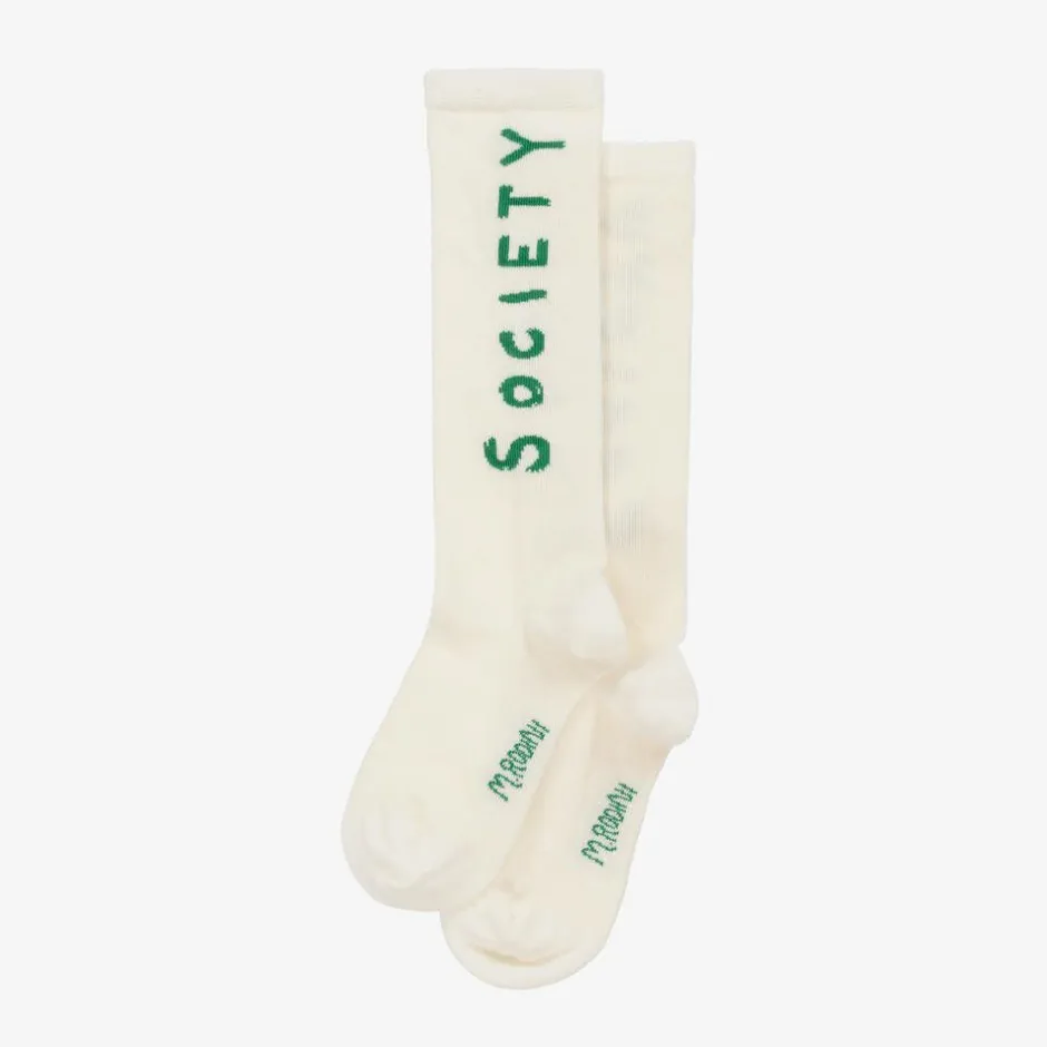Mini Rodini White Organic Cotton Society Socks New