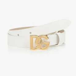 Dolce amp; Gabbana White Patent Leather DG Logo Belt Best