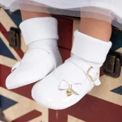 Early Days White Patent Pre-Walker Shoes Hot