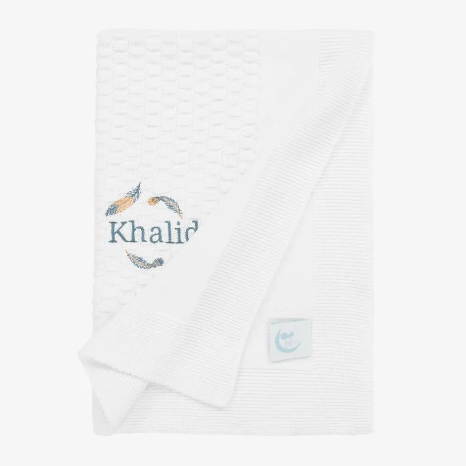 Paint My Dreams White Personalised Cotton Blanket (88cm) New