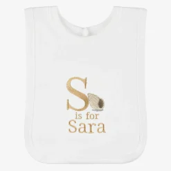 Paint My Dreams White Personalised 'S' Initial Bib Discount