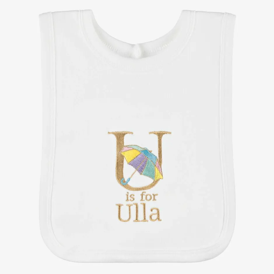 Paint My Dreams White Personalised 'U' Initial Bib Outlet
