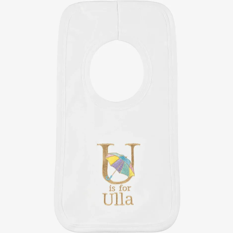 Paint My Dreams White Personalised 'U' Initial Bib Outlet