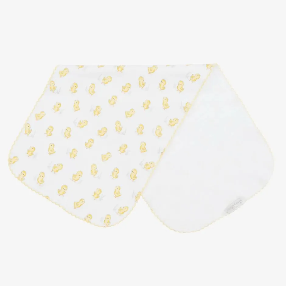 Kissy Kissy White Pima Cotton Cheery Chicks Burp Cloth (49cm) Hot