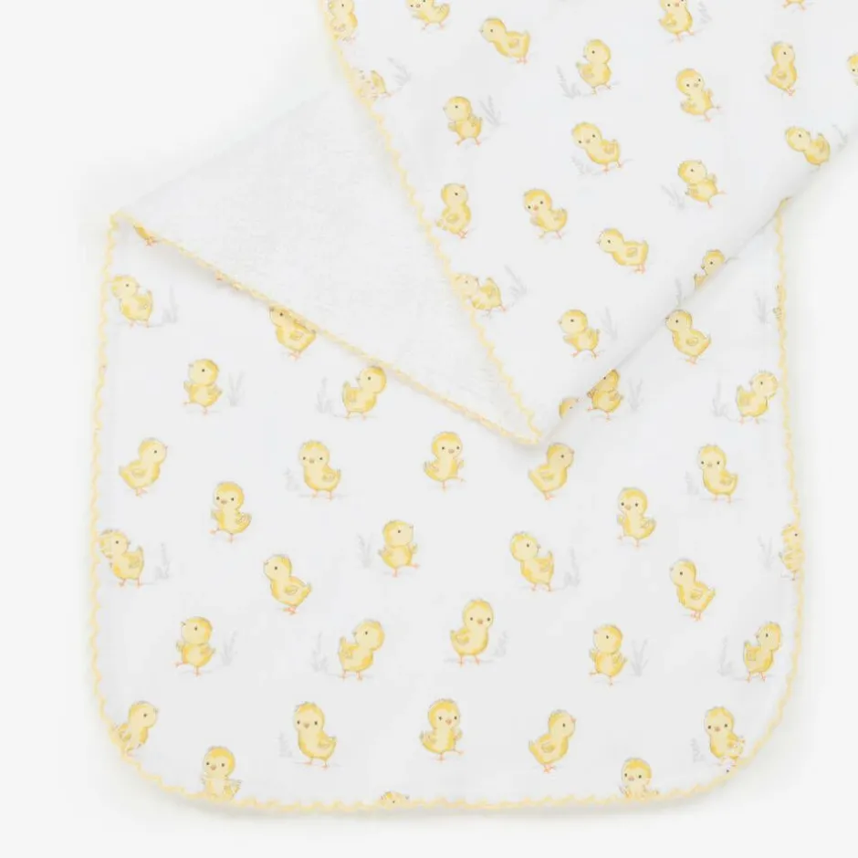 Kissy Kissy White Pima Cotton Cheery Chicks Burp Cloth (49cm) Hot