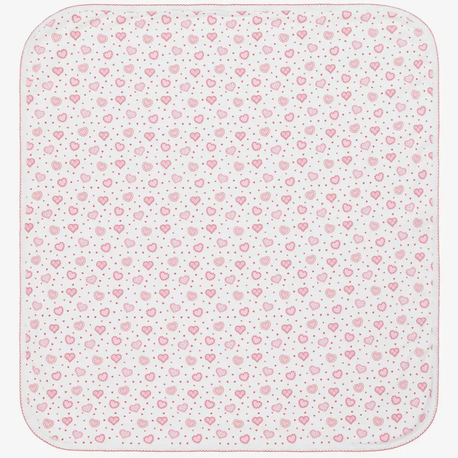 Kissy Kissy White Pima Cotton Heartfelt Hearts Blanket (73cm)