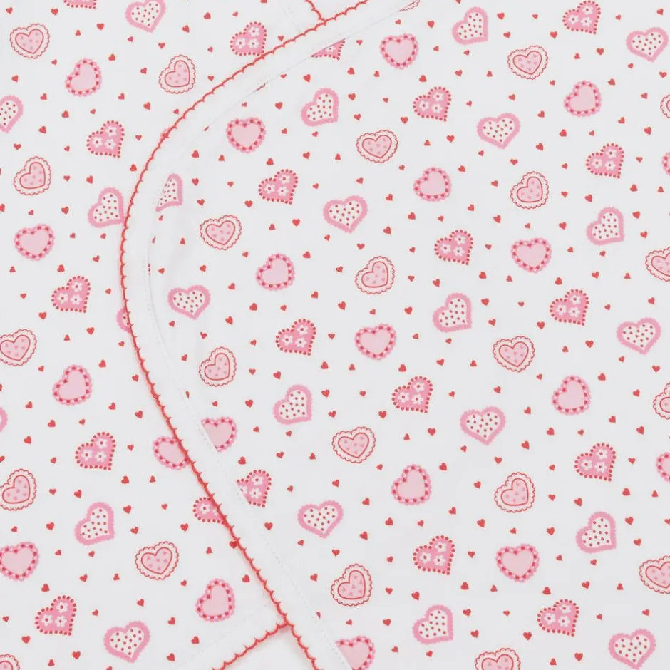 Kissy Kissy White Pima Cotton Heartfelt Hearts Blanket (73cm)