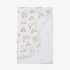 Kissy Kissy White Pima Cotton Honey Bear Cubs Blanket (73cm) Best
