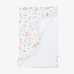 Kissy Kissy White Pima Jungle Adventure Blanket (72cm) New