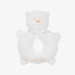 Emile et Rose White Plush Bear Rattle Toy (14cm) Discount