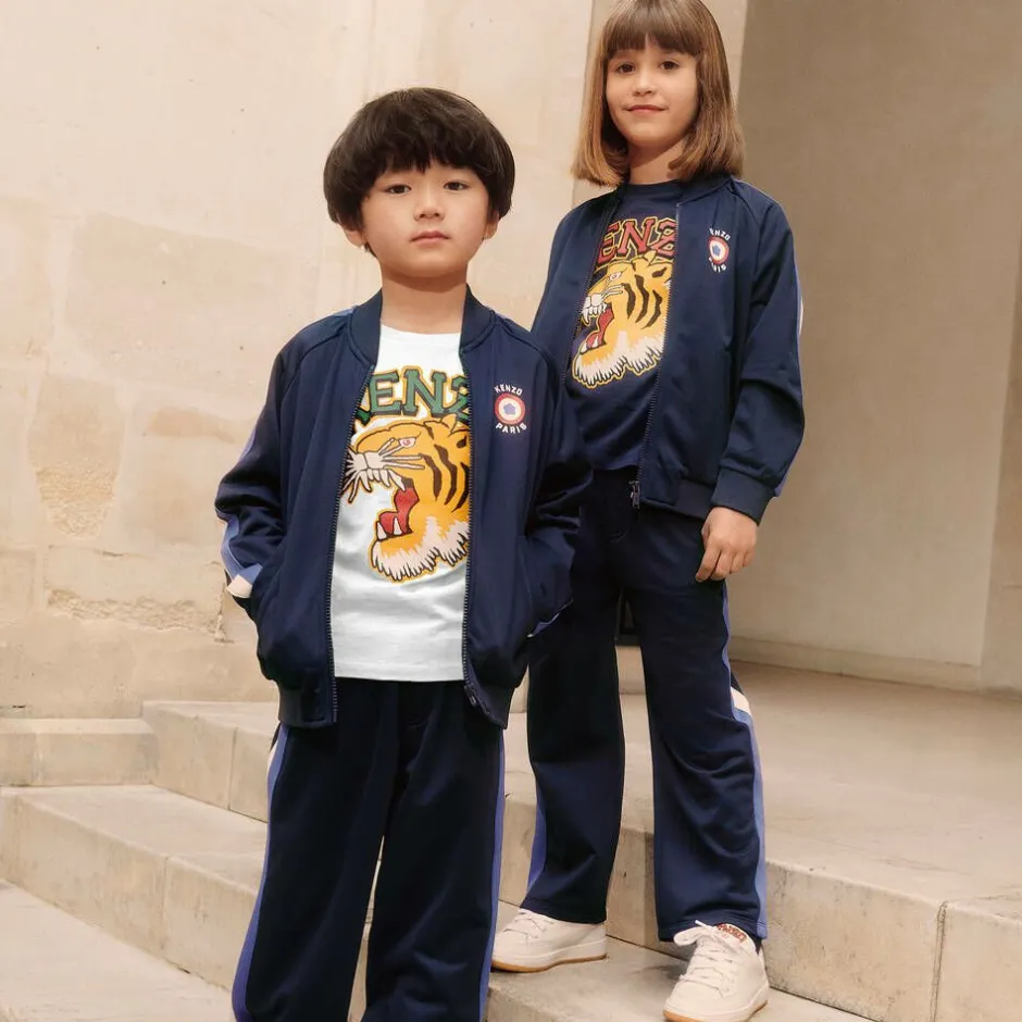 KENZO KIDS White Varsity Tiger Organic Cotton T-Shirt Discount