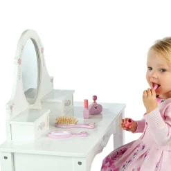 Bigjigs White Wooden Dressing Table & Stool Set (95cm) Outlet