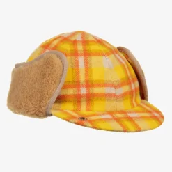 Gucci Yellow & Orange Check Trapper Hat Outlet