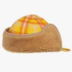 Gucci Yellow & Orange Check Trapper Hat Outlet