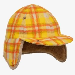 Gucci Yellow & Orange Check Trapper Hat Outlet