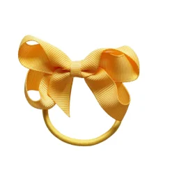 Peach Ribbons Yellow Bow Hair Elastic (7cm) Discount
