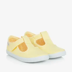 Pisamonas Yellow Canvas T-Bar Shoes