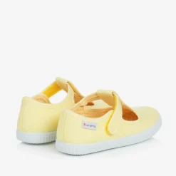 Pisamonas Yellow Canvas T-Bar Shoes