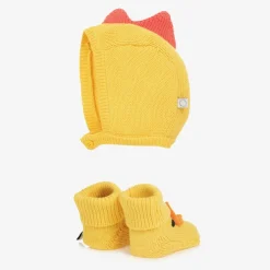 Stella McCartney Kids Yellow Cotton Chick Bonnet Set Clearance