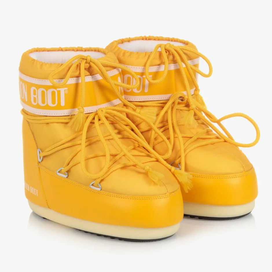 Moon Boot Yellow Logo Short Snow Boots Discount