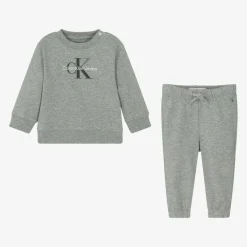 Calvin Klein Baby Boys Grey Cotton Monogram Tracksuit Best