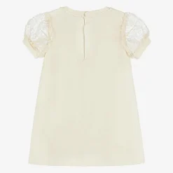 AIGNER Baby Girls Beige Cotton Puff Sleeve Dress Discount