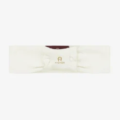 AIGNER Baby Girls Ivory Pima Cotton Bow Headband New