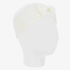 AIGNER Baby Girls Ivory Pima Cotton Bow Headband New