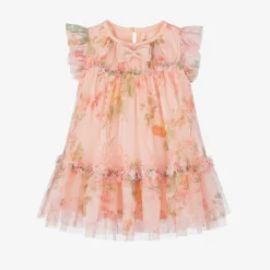Angels Face Baby Girls Pale Pink Floral Dress Peach Hot