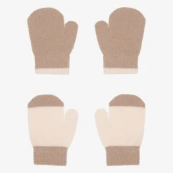 Molo Beige Knitted Baby Mittens (2 pack) CrystalGray Discount