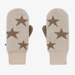Molo Beige Knitted Star Mittens