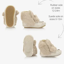 Donsje Beige Leather & Faux Fur Poodle Pre-Walkers LightBeige Outlet