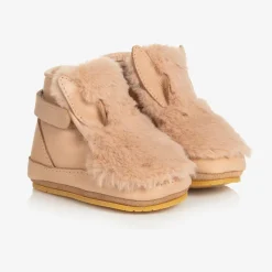 Donsje Beige Leather & Faux Fur Pre-Walkers WarmBeige Clearance
