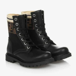 Fendi Black Leather FF Boots Online