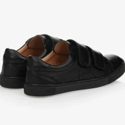 Childrens Classics Black Leather Trainers Best