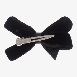 Peach Ribbons Black Velvet Bow Clip (7cm) Discount