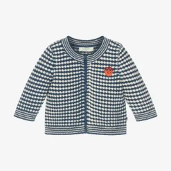 The Bonniemob Blue & White Chunky Knit Wool Cardigan Discount