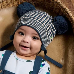 The Bonniemob Blue Check Wool & Organic Cotton Hat Hot