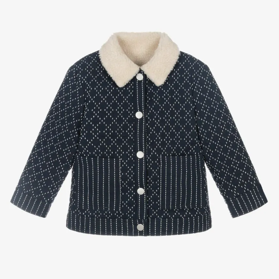 KENZO KIDS Blue Reversible Sherpa Fleece Jacket Hot