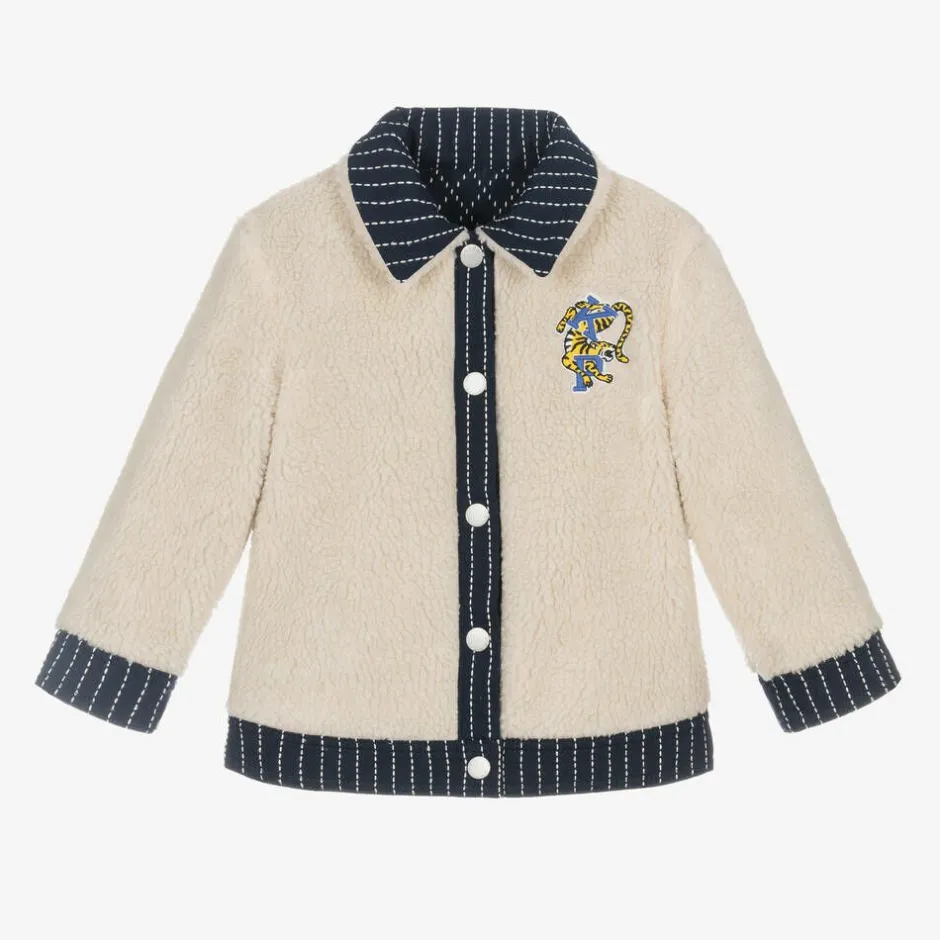 KENZO KIDS Blue Reversible Sherpa Fleece Jacket Hot