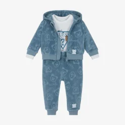 Guess Blue Velour Baby Tracksuit Set Sale