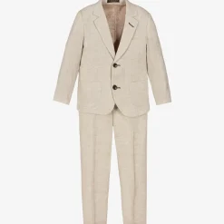 Romano Boys Beige Linen & Cotton Suit Clearance