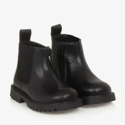 Versace Boys Black Leather Chelsea Boots Online