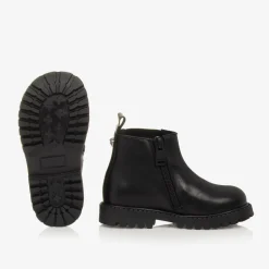 Versace Boys Black Leather Chelsea Boots Online