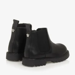Versace Boys Black Leather Chelsea Boots Online