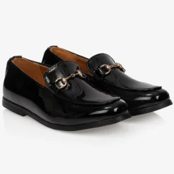 Romano Boys Black Patent Loafers New