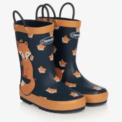 Chipmunks Boys Blue & Orange Fox Rain Boots Clearance