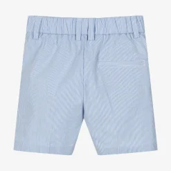 Childrensalon Occasions Boys Blue & White Striped Cotton Shorts Outlet