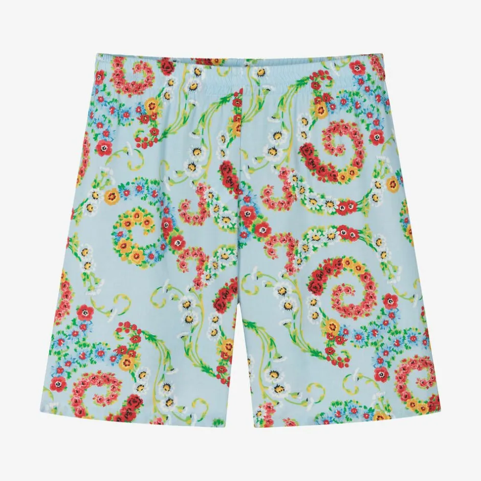 Versace Boys Blue Floral Barocco Shorts Online